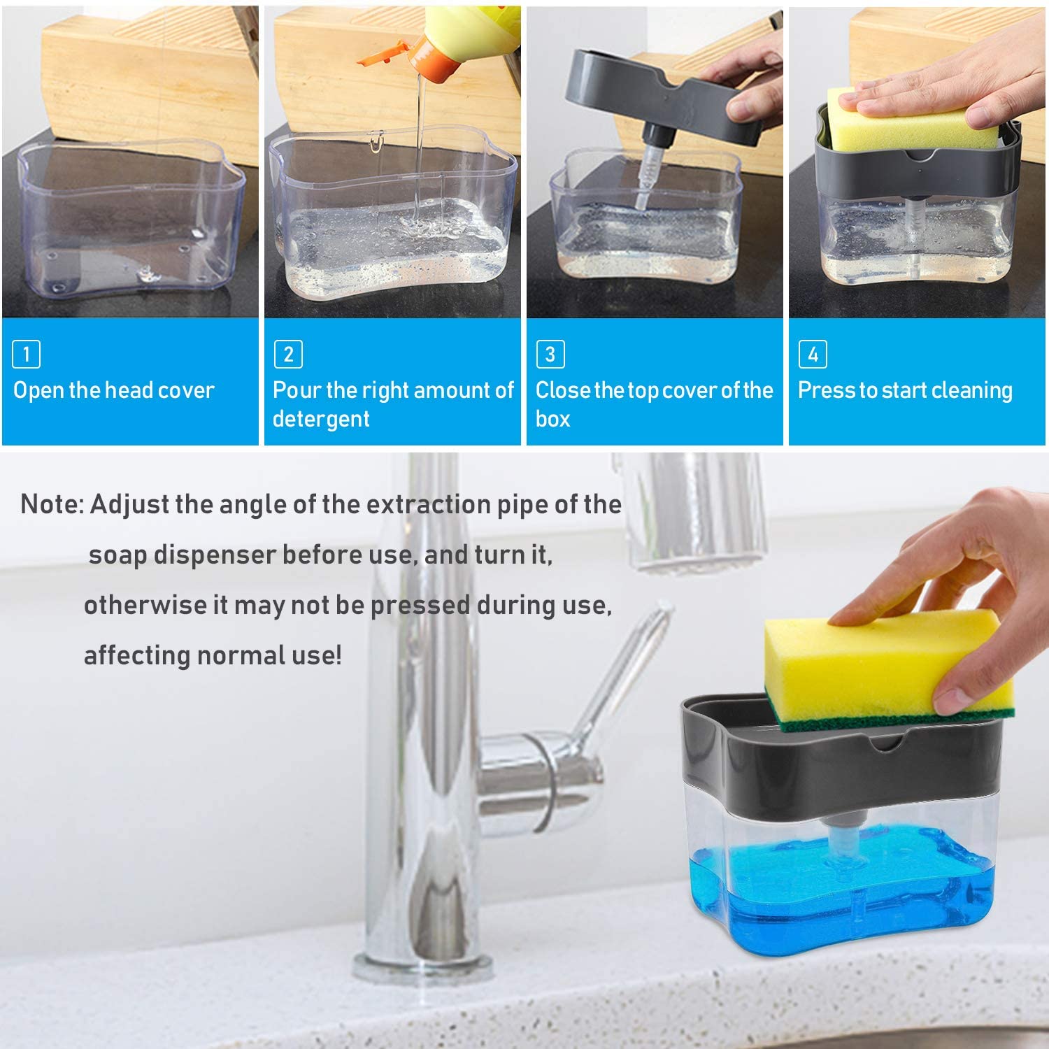 2 In 1 Soap Dispenser Soap Pump With Sponge (random Color )